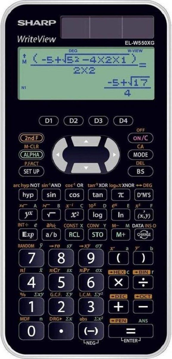 Sharp EL-W550XG Wetenschappelijke schoolcalculator - Zwart