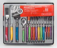 Unyqoos® 24-delig multicolore couverts - roestvrij staal en ABS voor 6 personen - cadeauverpakking