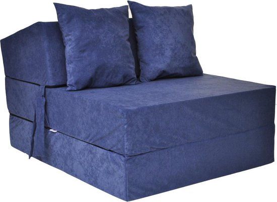 Viking Choice Logeermatras Navy Blue - Opvouwbaar - 200x70x15cm - Met Kussens