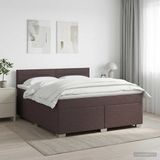 vidaXL Boxspringbed met matras Donkerbruin 180 x 200 cm Stof