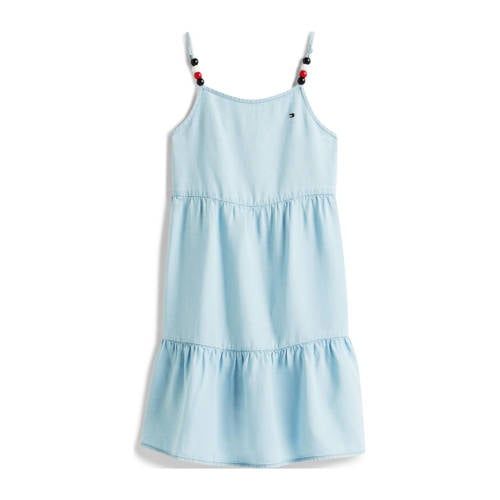 Tommy Hilfiger zomerjurk lichtblauw Meisjes Lyocell Ronde hals Effen - maat 152