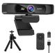Merkloos 4K webcam - 120° groothoek - Dubbele microfoon - Afstandsbediening - Met statief