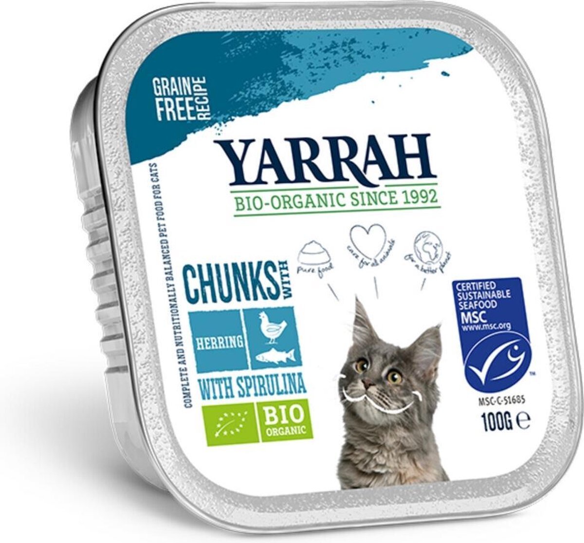 YARRAH 16x Biologisch Kattenvoer Chunks Vis 100 gr