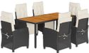 vidaXL Ensemble de jardin 7 pièces avec coussins, polyrotin, noir