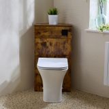Hudson Reed Avenham Toilet autoportant Habillage de cuvette d'angle moderne Chêne foncé avec réservoir et bouton de chasse d'eau noir