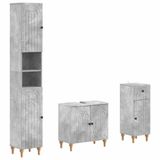 vidaXL - 3-delig - badkamerkast - set - ALKMAAR - Betongrijs - Bewerkt - hout