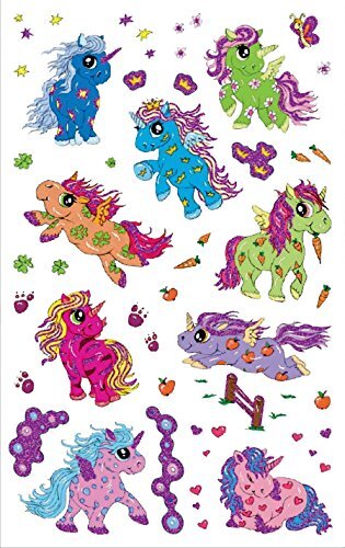 Avery 56063 Glitterstickers, eenhoornstickers, dierenstickers, kinderstickers, kinderverjaardag, cadeautje, gastgeschenken, prijzen, partyspellen, schatzoeken, meisjesgeschenken, 15 stickers