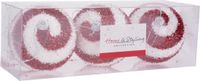 Home & Styling Boules de Noël - 3 ST - Rouge/Blanc - Décoré - Plastique - 10 cm