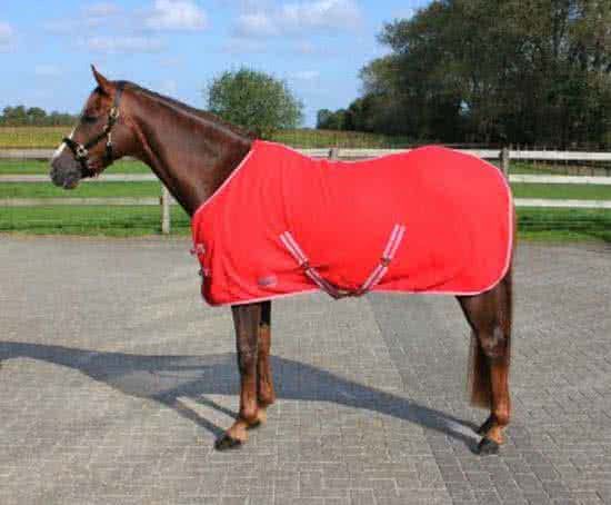 QHP Fleecedeken Color met singels - Red - 185