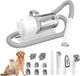 Tondeuse pour chien - Kit de toilettage pour chien 7 en 1 - avec aspirateur - Kit de toilettage pour chien - Tondeuse pour animaux - Aspirer et tondre - Chats et chiens - Bac de récupération de 2,5 L - blanc