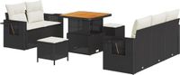 vidaXL - Tuinbank - Set - 4 zitplekken - Zwart/ Crèmewit - Polyrattan