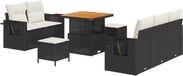 vidaXL - Tuinbank - Set - 4 zitplekken - Zwart/ Crèmewit - Polyrattan