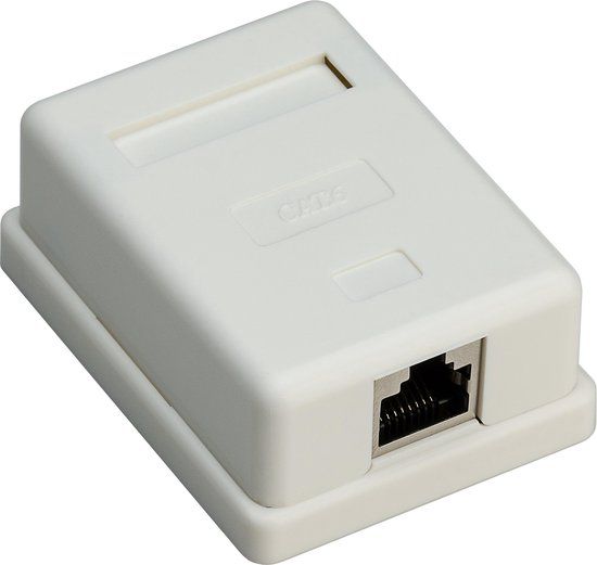Goobay CAT6 Gigabit netwerk uitvoerdoos/montagedoos met 1 RJ45 poort - afgeschermd / wit