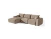 Canapé d'angle gauche convertible express 5 places tissu tramé marron