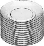 Secret de Gourmet Assiettes de dîner incassables - 12x - Plastique - Style martelé - Transparent - Dia 27 cm