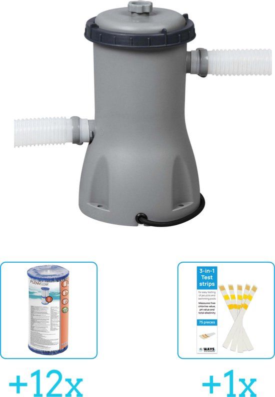 Bestway Flowclear - 3028 l/h Filterpomp - Incl. Filter Cartridge (II) & Teststrips