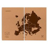 Miss Wood WOODY MAP XXL - Europa wereldkaart van kurk met Europees design, bruin, 90x120cm