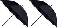 Falcone Impliva B.V. 2x Golf stormparaplus zwart windproof 130 cm