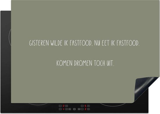 KitchenYeah® Inductie beschermer 75x52 cm - Fastfood lover - Quotes - Inductie kookplaat accessoire