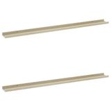 VidaXL Wandschappen 2 st 115x9x3 cm wit en sonoma eikenkleurig