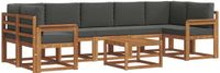 vidaXL - Hoek loungeset - 7 zitplekken - Natuurlijk en antraciet - Acacia hout