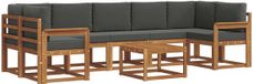 vidaXL - Ensemble de salon d'angle - 7 places assises - Naturel et anthracite - Acacia bois