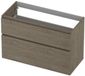 INK - Onderkast 2 Laden Greeploos Hout Decor met Houten Keerlijst A-symmetrisch - 1000x450x650 Mm - Greige Eiken
