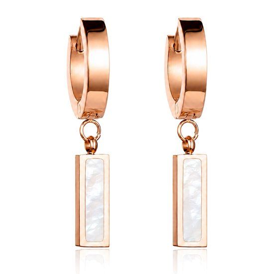 Cilla Jewels oorringen Titanium Rose met Wit