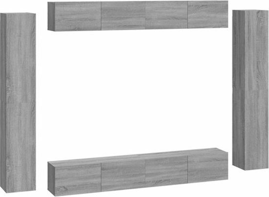 vidaXL 8-delige Tv-meubelset bewerkt hout grijs sonoma eikenkleurig