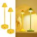LuminexDesigns 2-Pack gele designer tafellampen met schaduw, USB-oplaadbaar, voor slaapkamer of raam