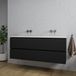 Saniclass Chaci Badkamermeubelset - 140x46x55cm - keramische wastafel wit - 2 wasbakken - zonder kraangaten - 4 lades - mat zwart
