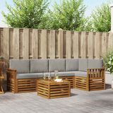 vidaXL - Bank loungeset - 6-delig - Natuurlijk en lichtgrijs - Polyester