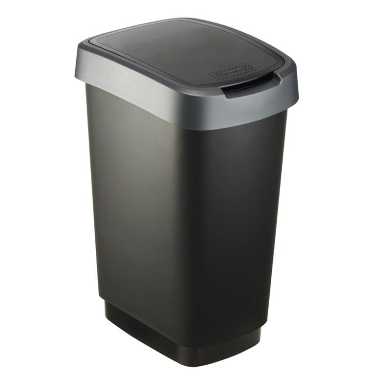 Rotho Twist 25L Rectangular Polypropylene (PP) Waste Bin - Black