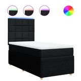 vidaXL Boxspringbed met matras, stof, zwart, 100x200 cm