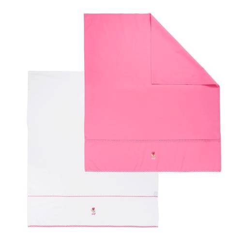 lief! ledikantlaken 100x150 cm wit/roze 2 stuks Roze/wit wit, roze