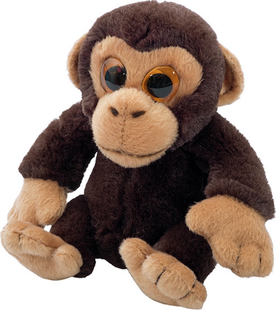 Nature Planet Pluche Chimpansee aap knuffeldier van 13 cm - Speelgoed dieren knuffels cadeau voor kinderen