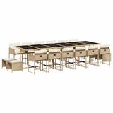 vidaXL 17-delige tuinset met kussens, beige, van polyrotan