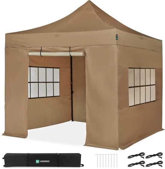 VONROC Easy-Up Partytent – 3x3 m - Beige