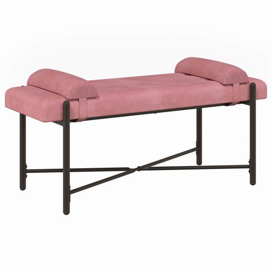 vidaXL Knopgestoffeerde Bank met Kussens Roze 110 x 40 x 46 cm fluweel