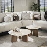 Giga Living Giga Meubel Salontafel Romano - Travertin - Set van 2 - 76x76x30cm