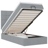 vidaXL Ottoman Bed with Mattress Light Grey Fabric 90x190cm
