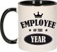 Bellatio Decorations 1x stuks collega cadeau mok / beker employee of the year/ werknemer van het jaar - zwart - personeel cadeau
