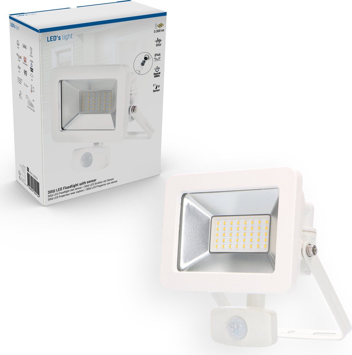 Proventa MOTION LED Schijnwerper met bewegingssensor - Waterdicht - 3300 lm - Wit