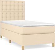 vidaXL Boxspring met matras stof crèmekleurig 90x190 cm