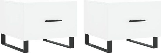 vidaXL Salontafels - Set van 2 - 50x50x40 cm - Bewerkt Hout - Wit