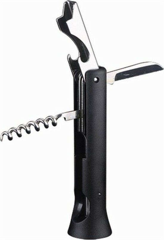 Masterpro Kurkentrekker met loodsnijder en flessenopener Zwart Roestvrij staal ABS