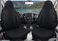 BREMER SITZBEZÜGE WPL403 Stoelhoezen compatibel met camper Ducato Borstner Hymer Pössl Laika Fendt | Set van 2 hoezen incl. armleuningen in zwart