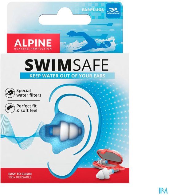 Alpine Hearing Protection Alpine SwimSafe Zwem Oordoppen - Waterdicht - Herbruikbaar - Blauw - SNR 10 dB - Maat M/L