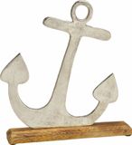 Ankerdecoratie op een voet van mangohout - 31x29x5 cm - Maritieme decoratie