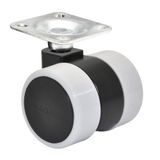 Wagner Design 01024189 Zachte meubelwiel, diameter 38 mm, hoogte 40 mm, zwart/grijs, schroefplaat 42 x 42 mm, draagvermogen 70 kg, Made in Germany